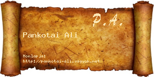 Pankotai Ali névjegykártya